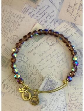 Alex and Ani Iridescent Faceted Beaded Expandable Wire Bangle Bracelet